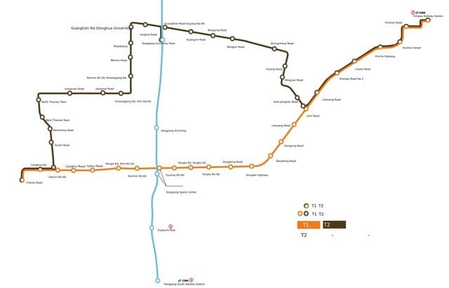 Plan des stations de tramway de Shanghai