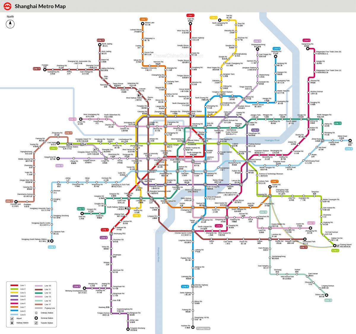 Plan des stations de metro de Shanghai
