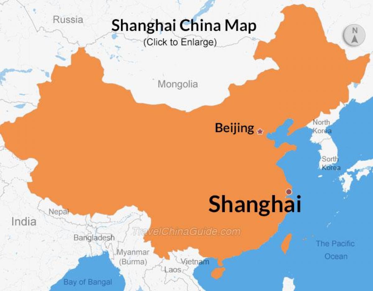 Ville de Shanghai sur la carte de China